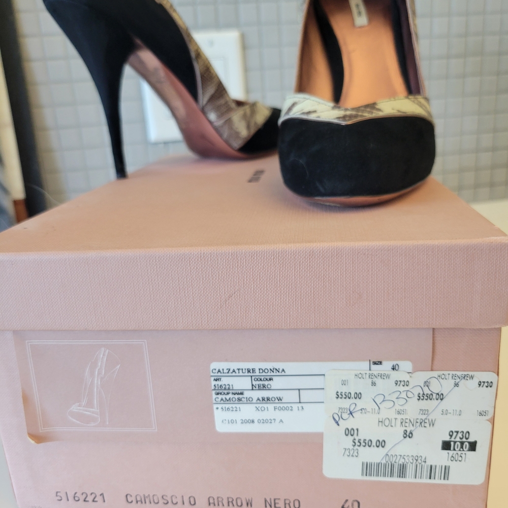 Miu Miu Black and Cream Heels